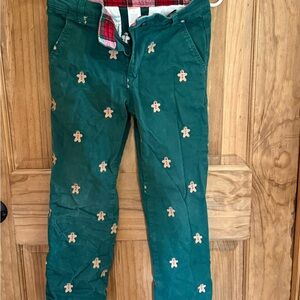 Gymboree Green Pants with Snowman Embroidery